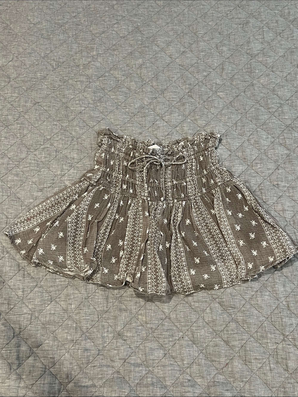 Smocked Waist Floral Print skort - Brown/white